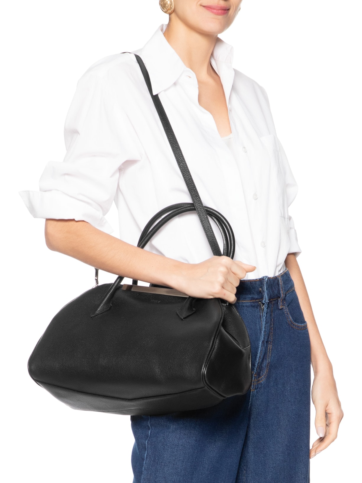 Bolsa Feminina Média Bowling Couro Preto Schutz