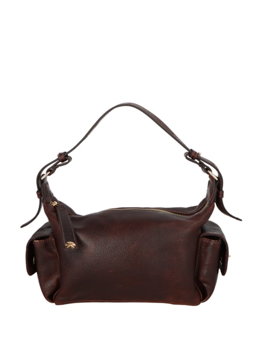 Bolsa Feminina Média Bulldog Enfeites - Marrom