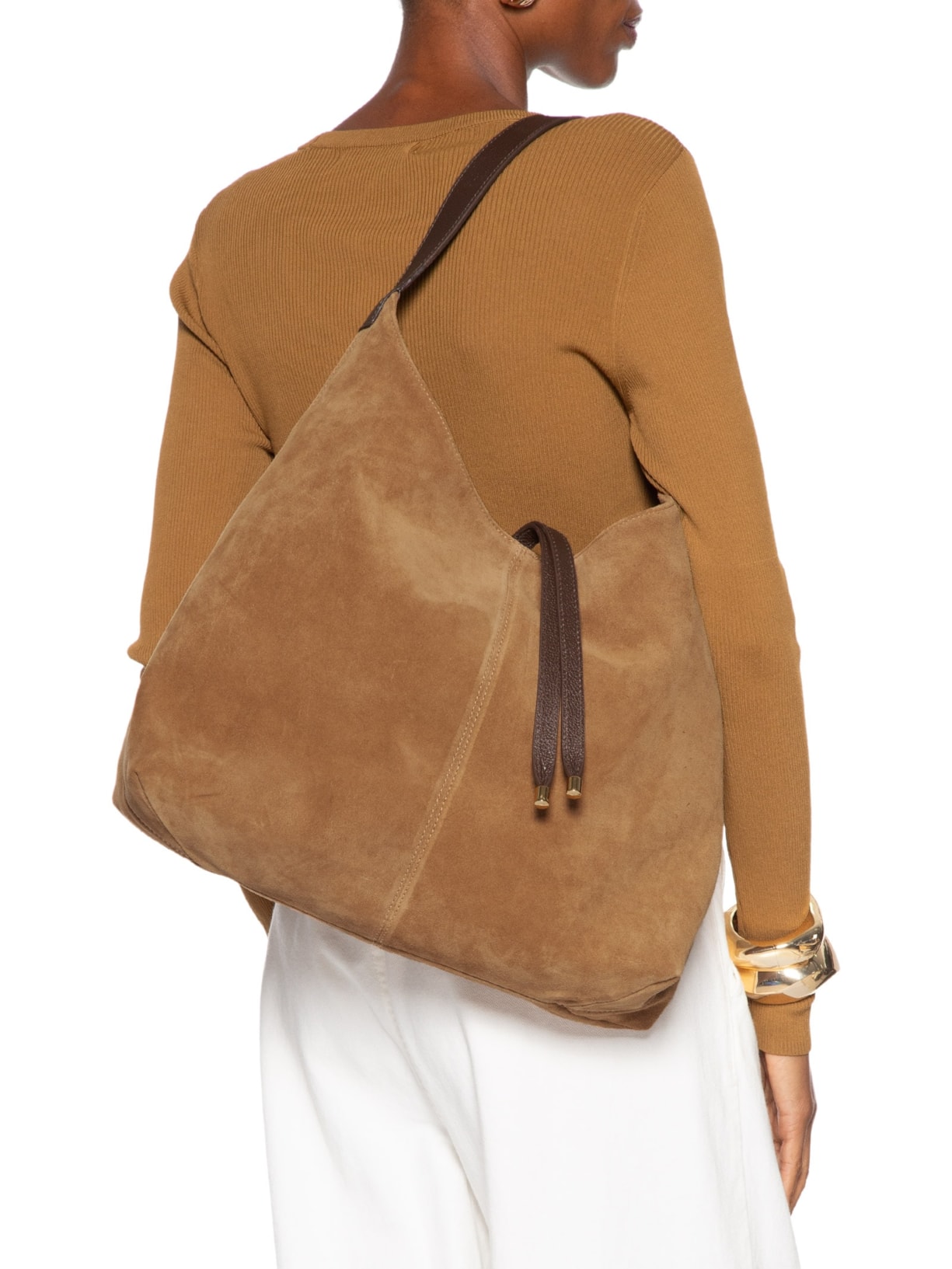 Bolsa Feminina Média Camurça- Marrom Luiza Barcelos