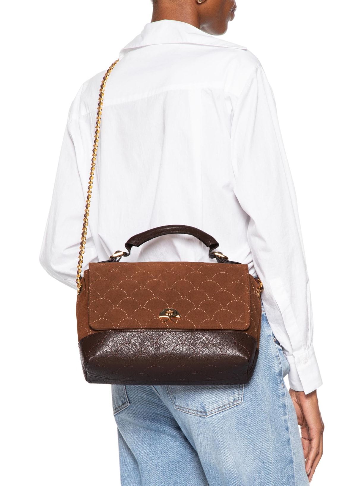 Bolsa Feminina Média Camurça Viena Marrom Luiza Barcelos