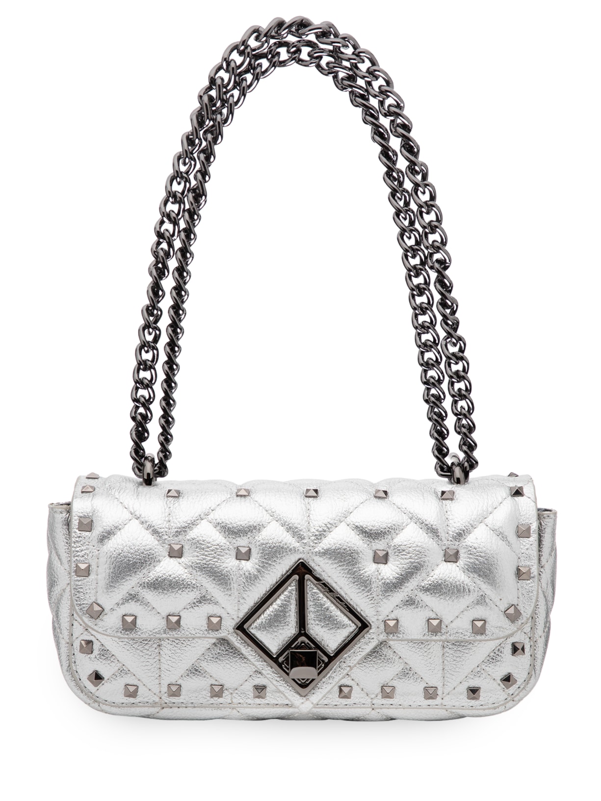 Bolsa Feminina Média Com Aplicação Metalizada Metal Leather - Prata