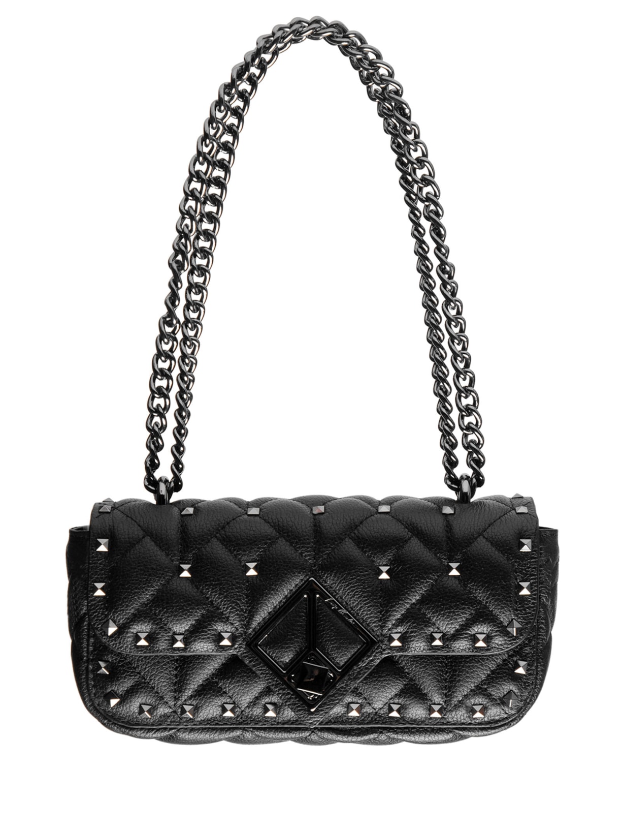 Bolsa Feminina Média Com Aplicação Metalizada - Preto