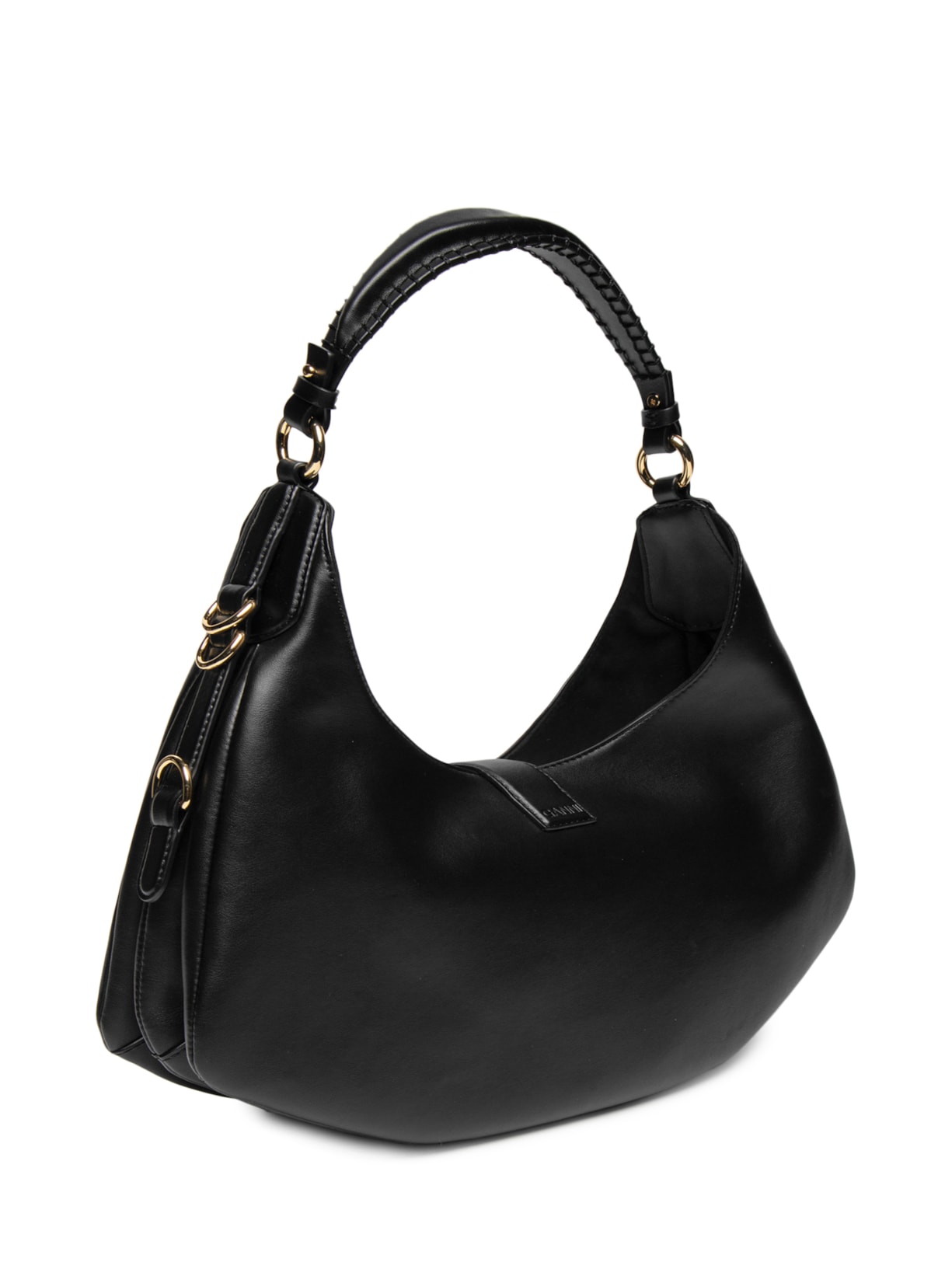 Bolsa Feminina Média Couro Kat Gold Preto Ganni