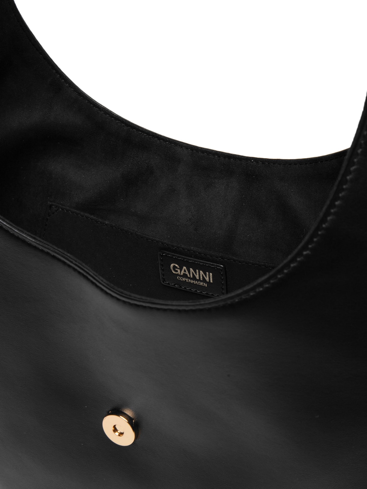 Bolsa Feminina Média Couro Kat Gold Preto Ganni