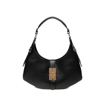 Bolsa Feminina Média Couro Kat Gold - Preto