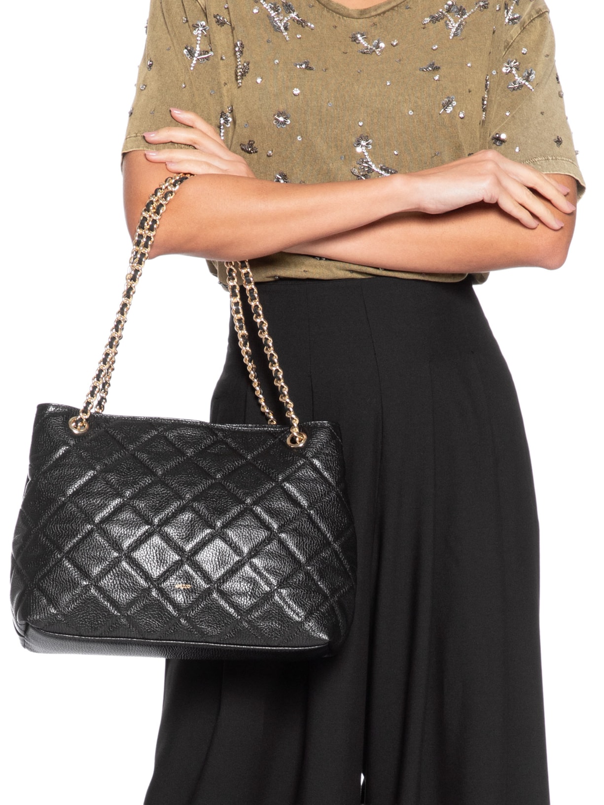 Bolsa Feminina Média Couro Preto Arezzo