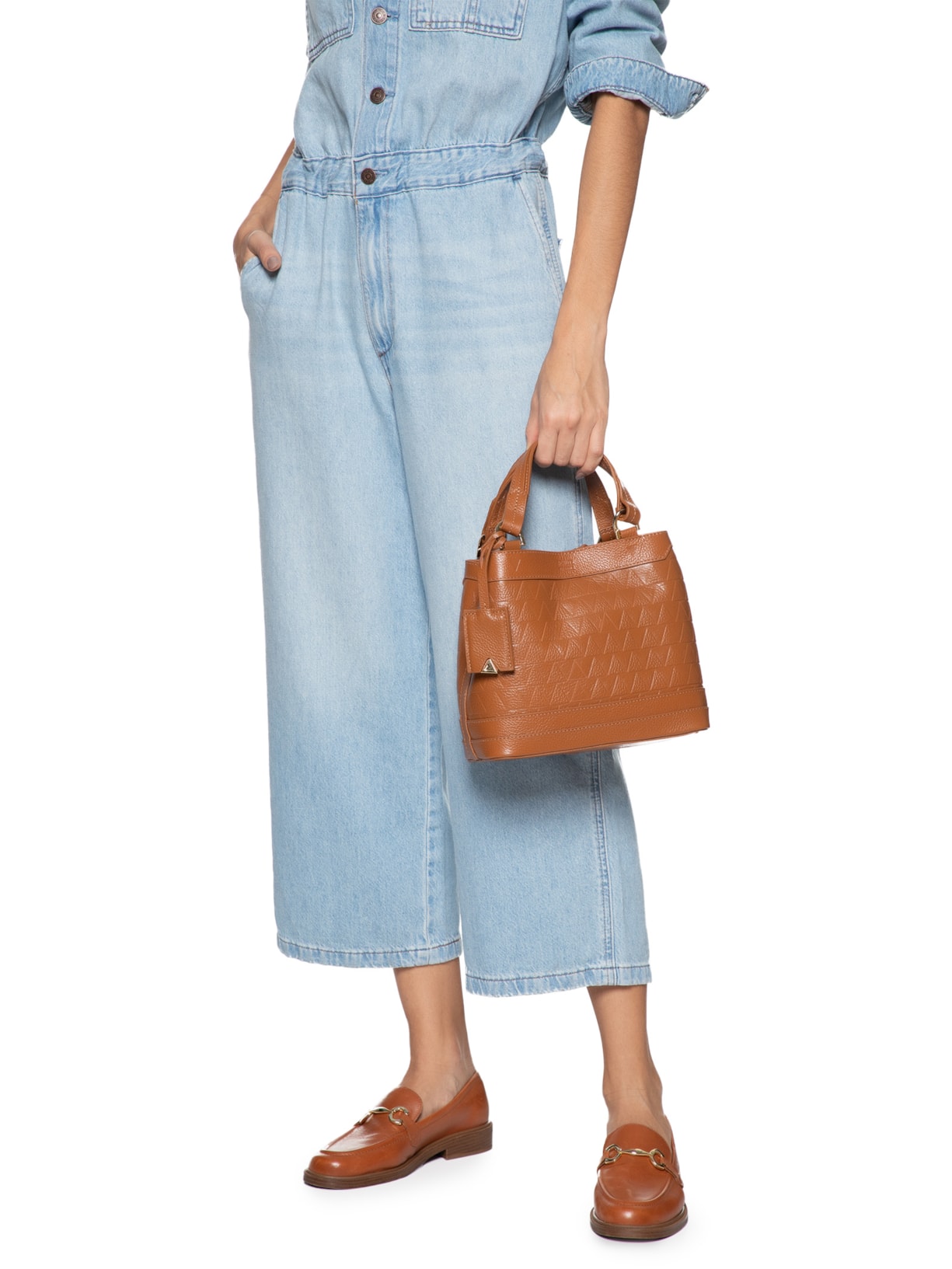 Bolsa Feminina Média Couro Triangle Marrom Schutz