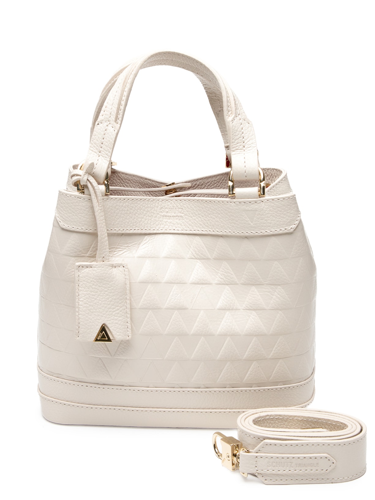 Bolsa Feminina Média Couro Triangle Off White Schutz