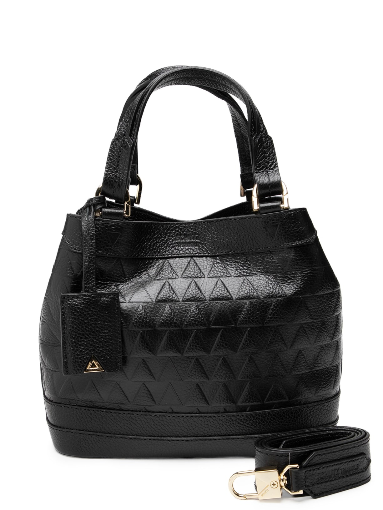 Bolsa Feminina Média Couro Triangle - Preto