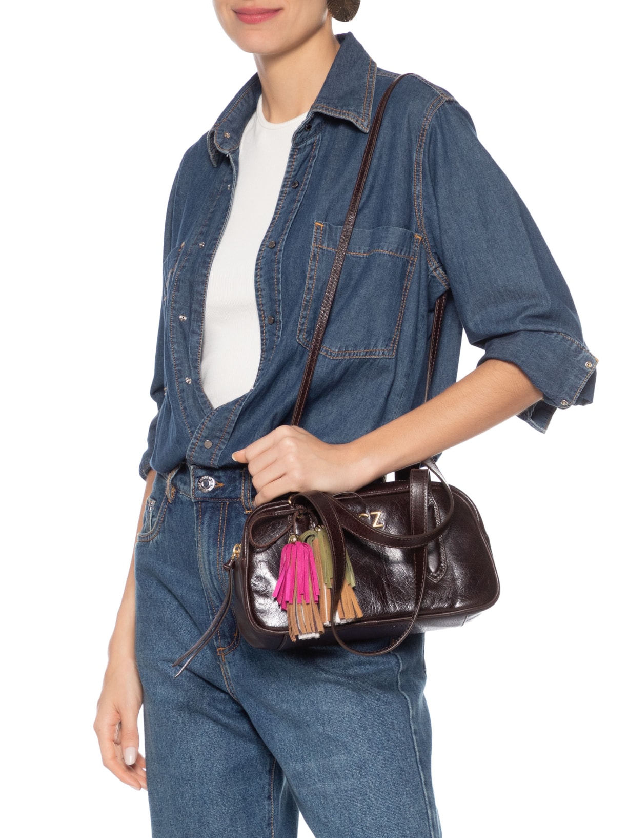 Bolsa Feminina Média Craked Marrom Vicenza