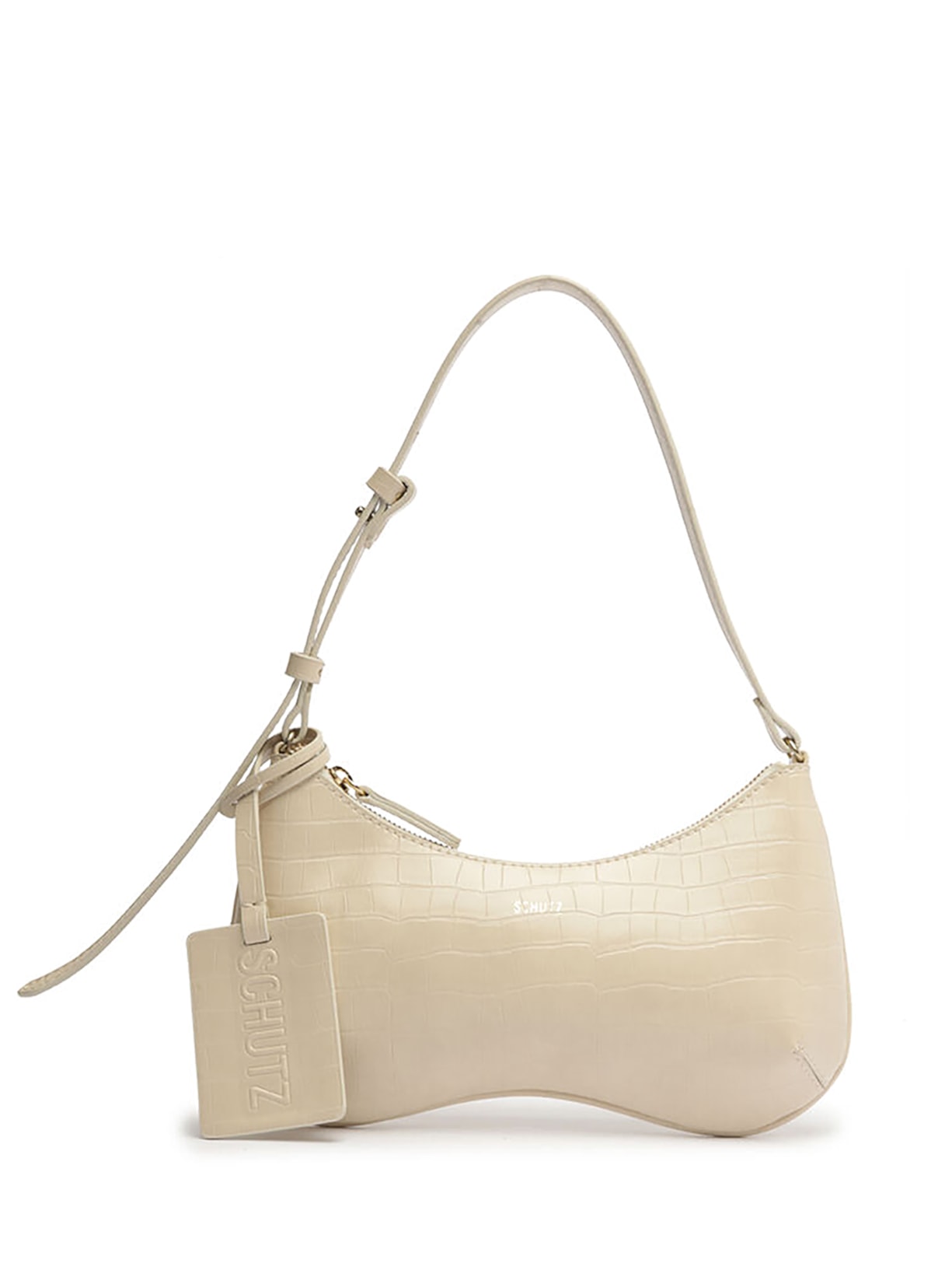 Bolsa Feminina Média Croco Wani Off White Schutz