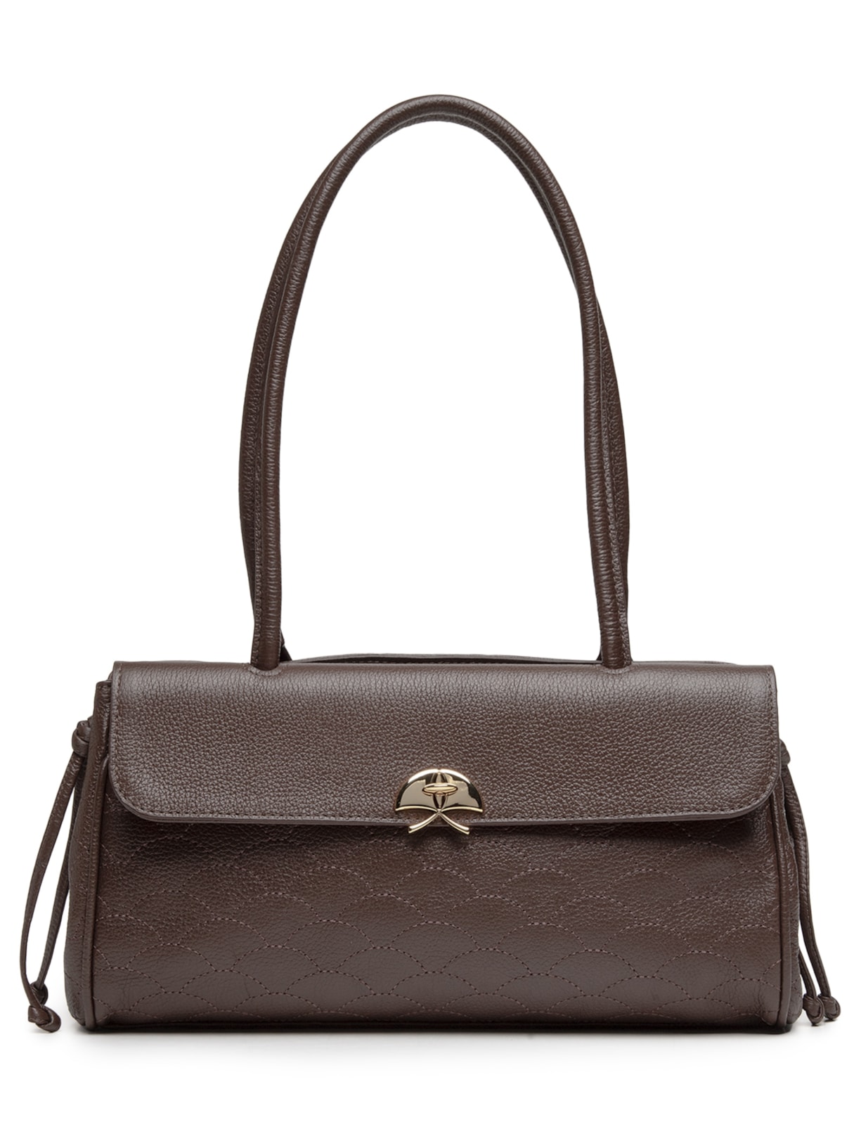 Bolsa Feminina Média Em Couro Com Bordado – Marrom Luiza Barcelos