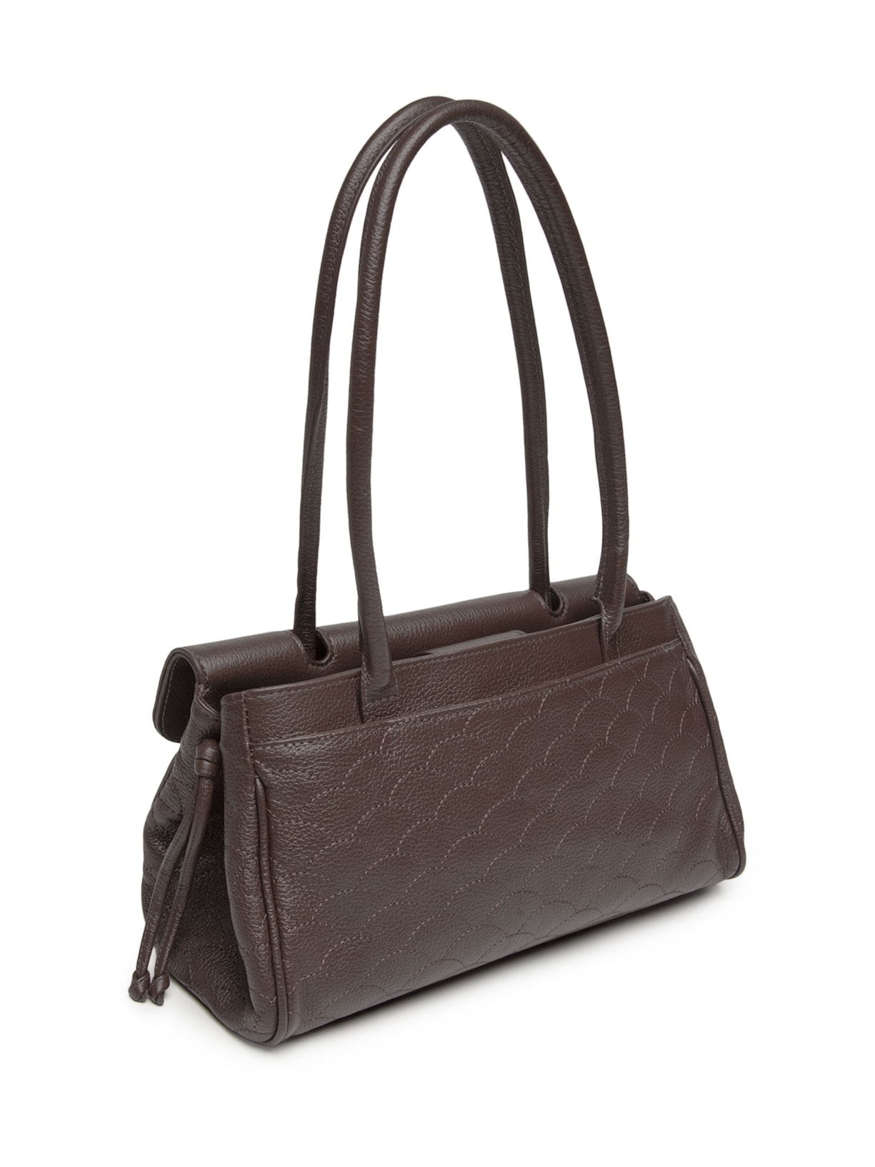 Bolsa Feminina Média Em Couro Com Bordado – Marrom Luiza Barcelos