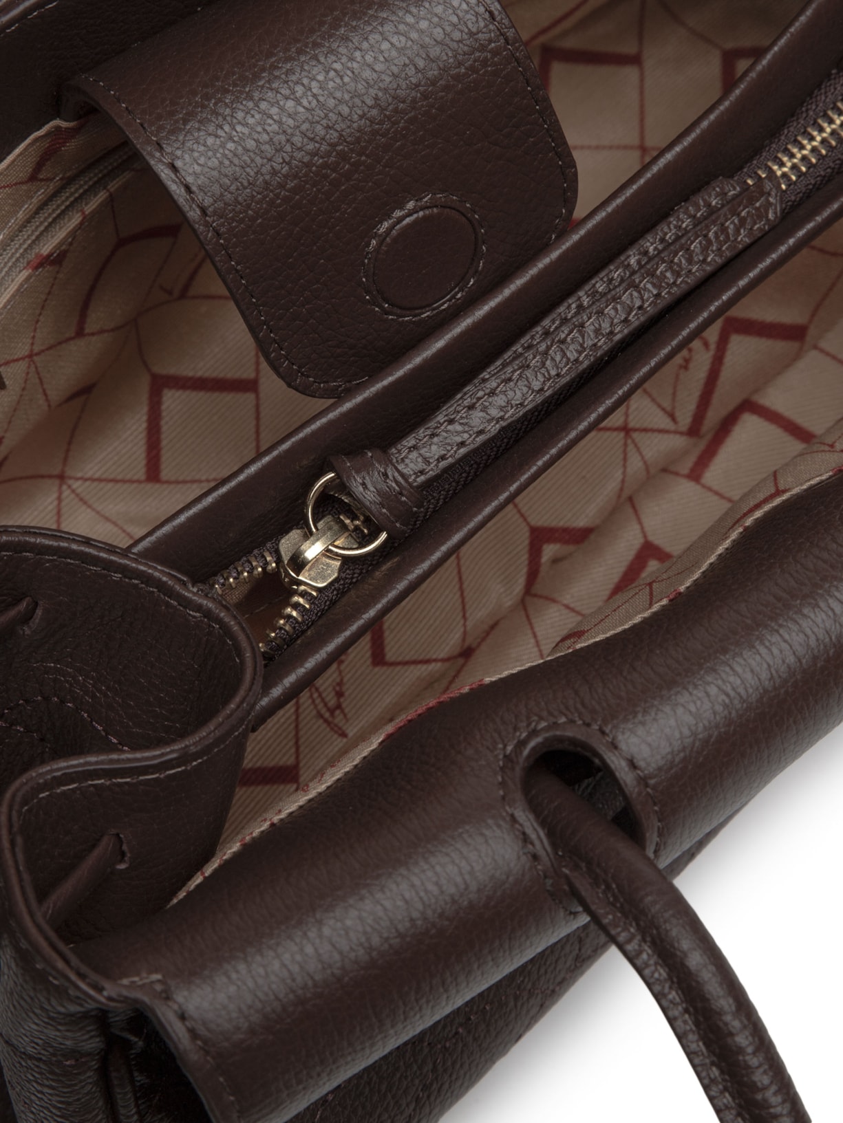 Bolsa Feminina Média Em Couro Com Bordado – Marrom Luiza Barcelos