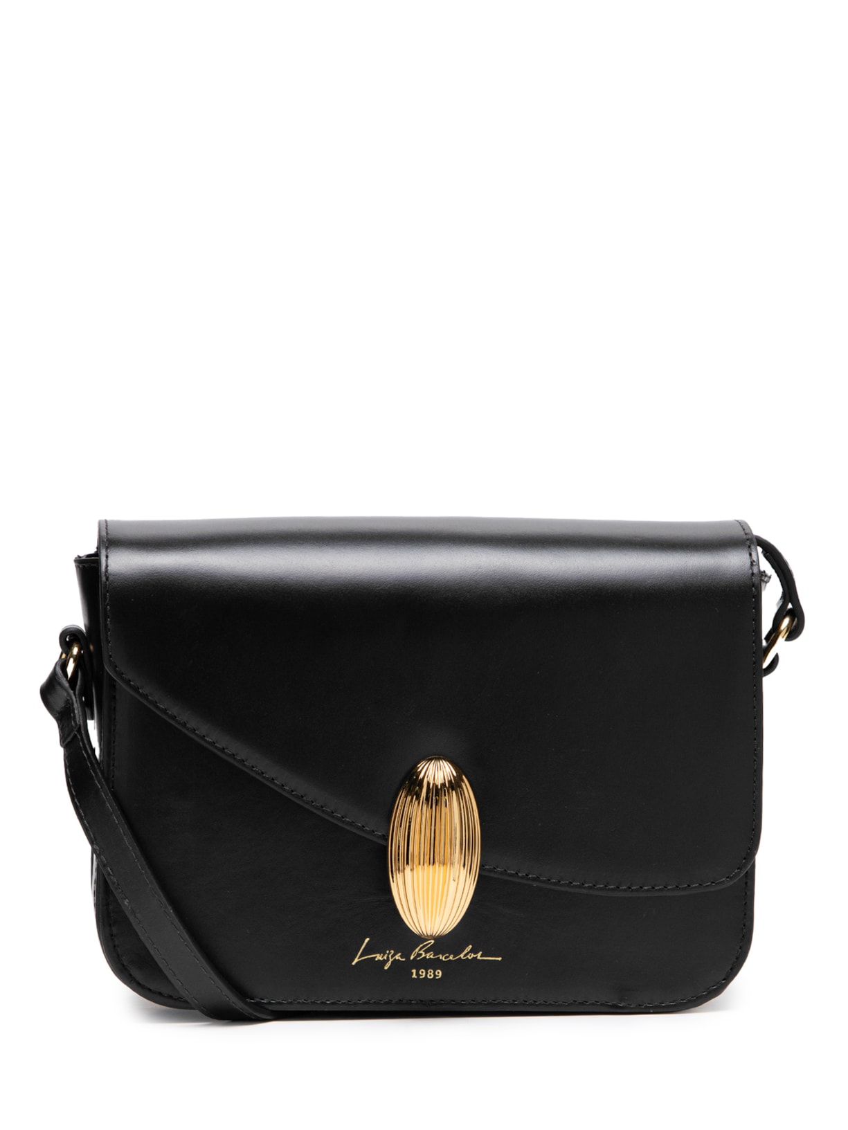 Bolsa Feminina Média Em Couro Com Enfeite Metálico - Preto