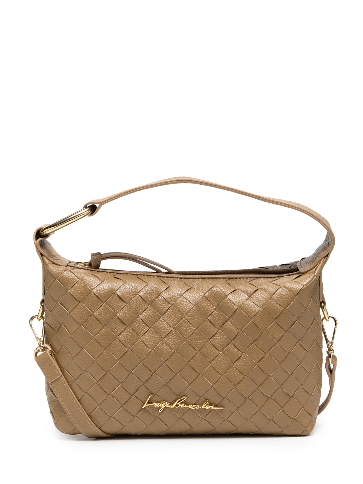 Bolsa Feminina Média Em Couro Com Trama Tressê - Marrom