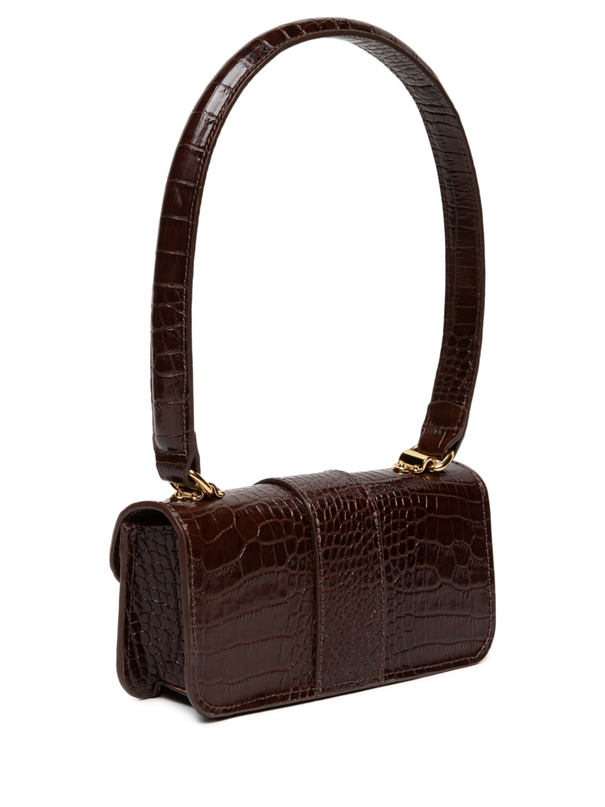 Bolsa Feminina Média em Couro Croco Marrom Luiza Barcelos