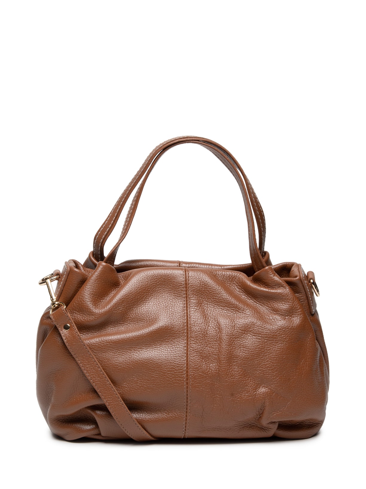 Bolsa Feminina Média Em Couro Marrom Basiq
