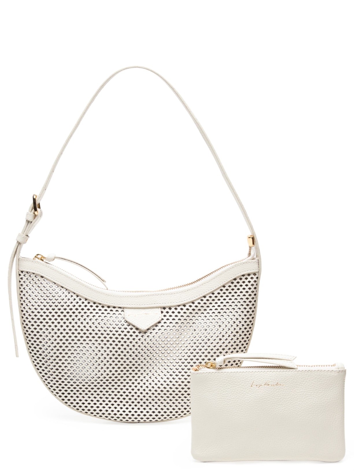 Bolsa Feminina Média Em Couro Rede - Off White