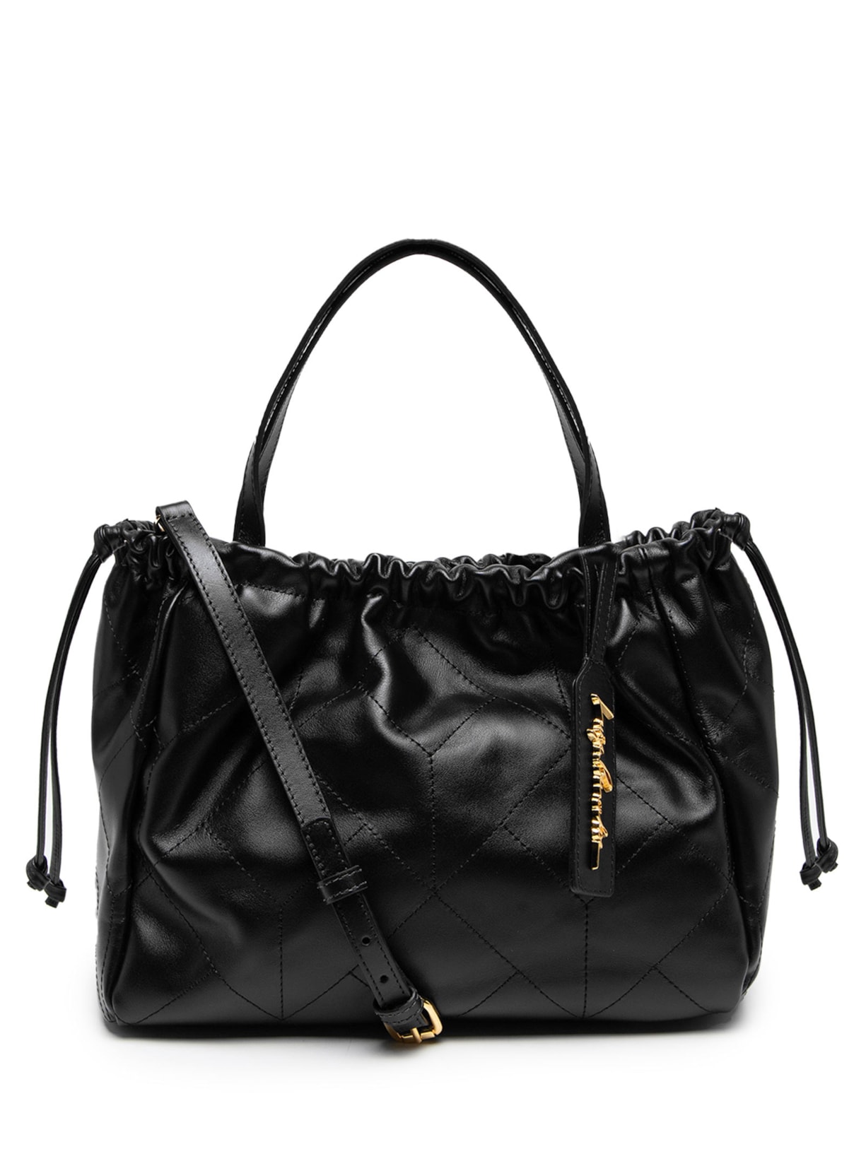 Bolsa Feminina Média Estilo Hobo Em Couro - Preto
