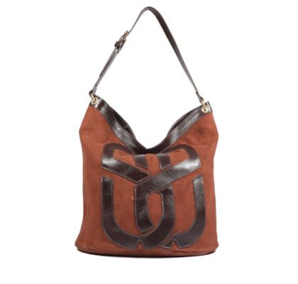 Bolsa Feminina Média Hobo Camurça - Marrom