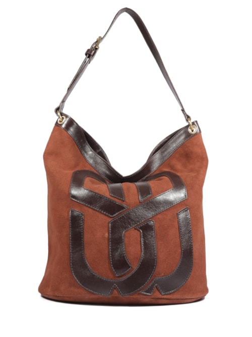 Bolsa Feminina Média Hobo Camurça - Marrom