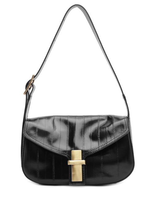 Bolsa Feminina Média Leather Enguia - Preto