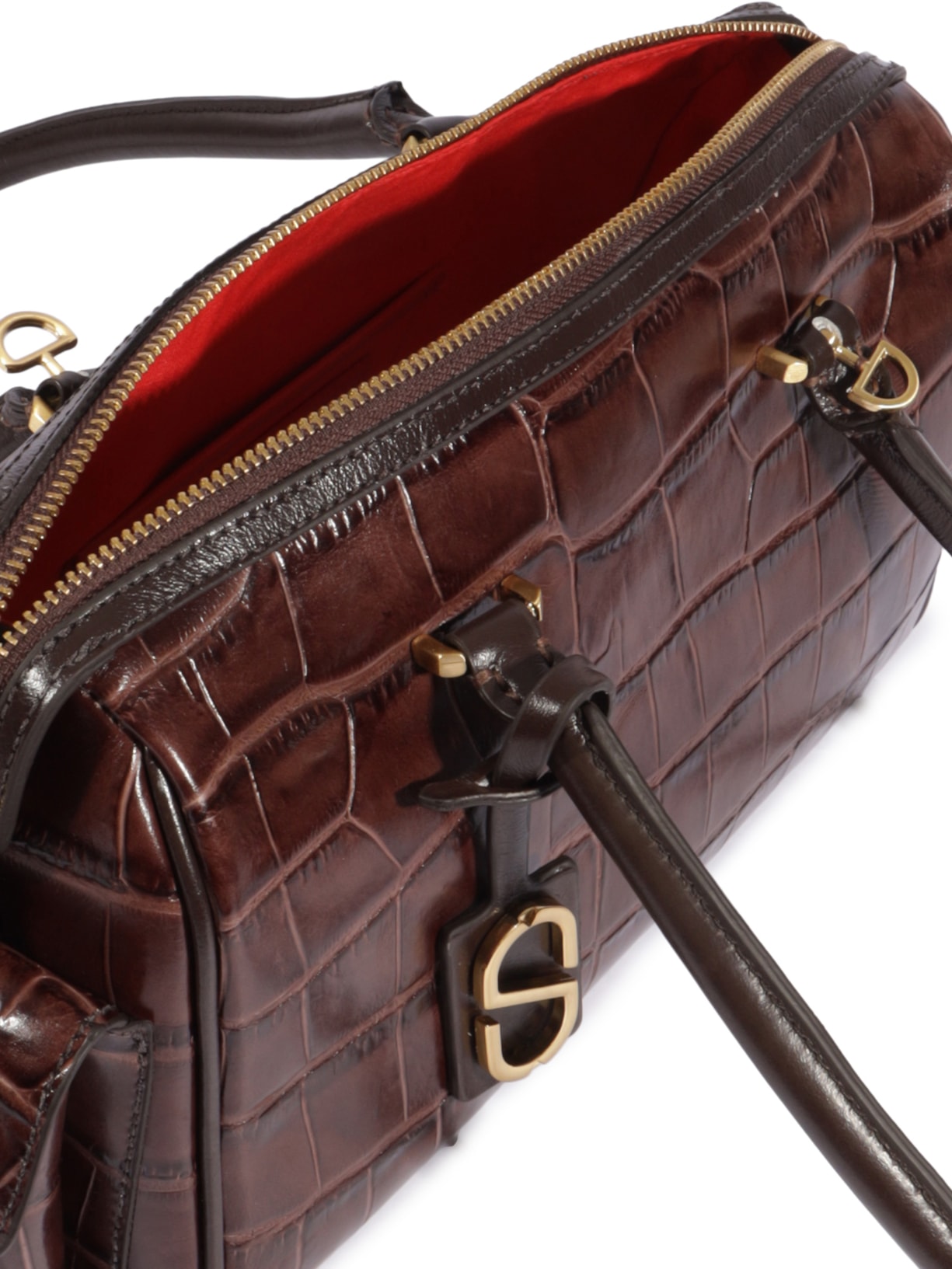 Bolsa Feminina Média Tay Couro Croco Marrom Schutz