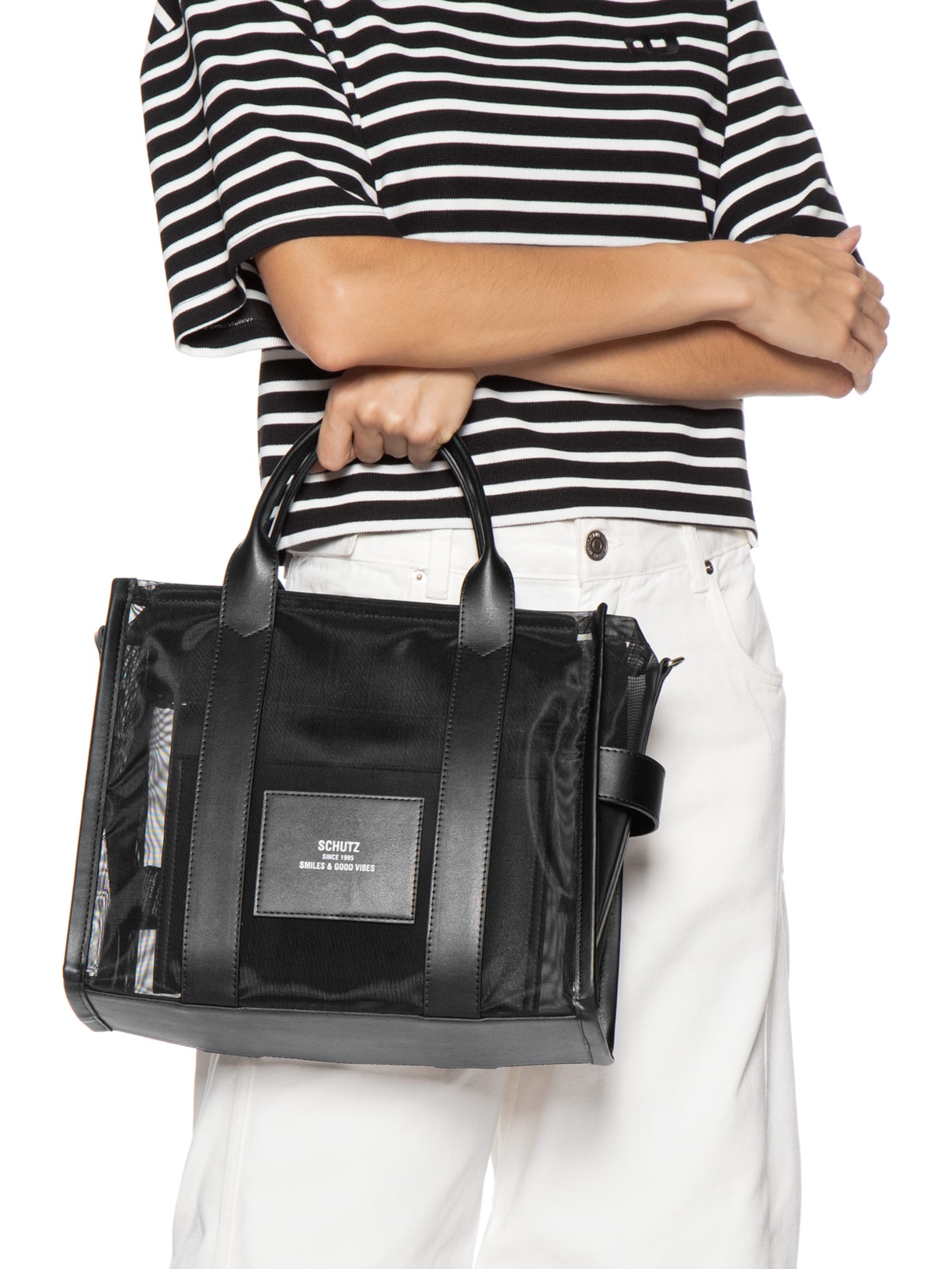 Bolsa Feminina Média Tela Easy Leather Preto Schutz