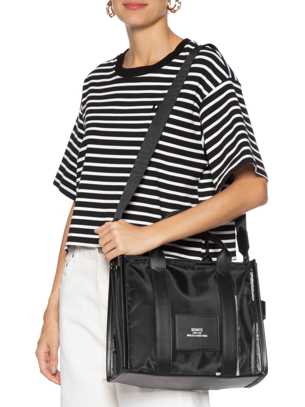 Bolsa Feminina Média Tela Easy Leather Preto Schutz