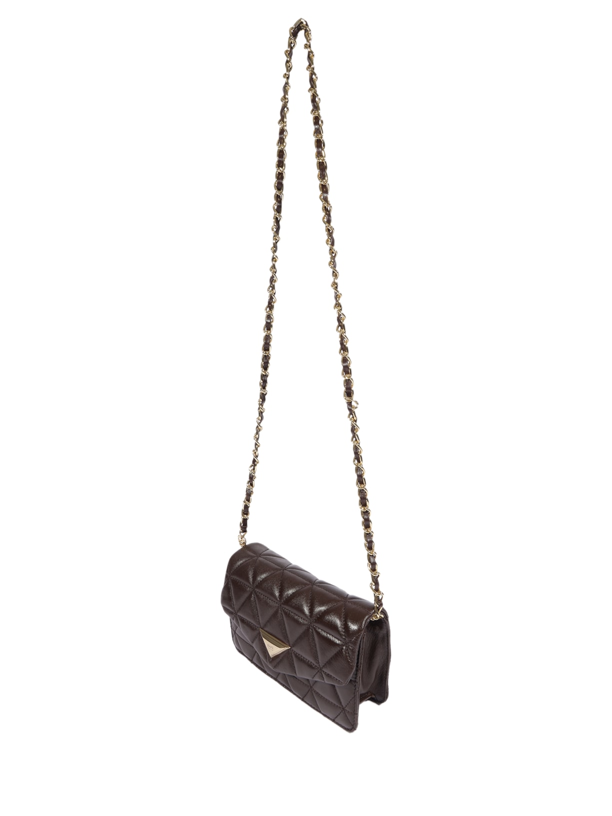 Bolsa Feminina Média Tiracolo 944 Matelassê Couro Marrom Schutz