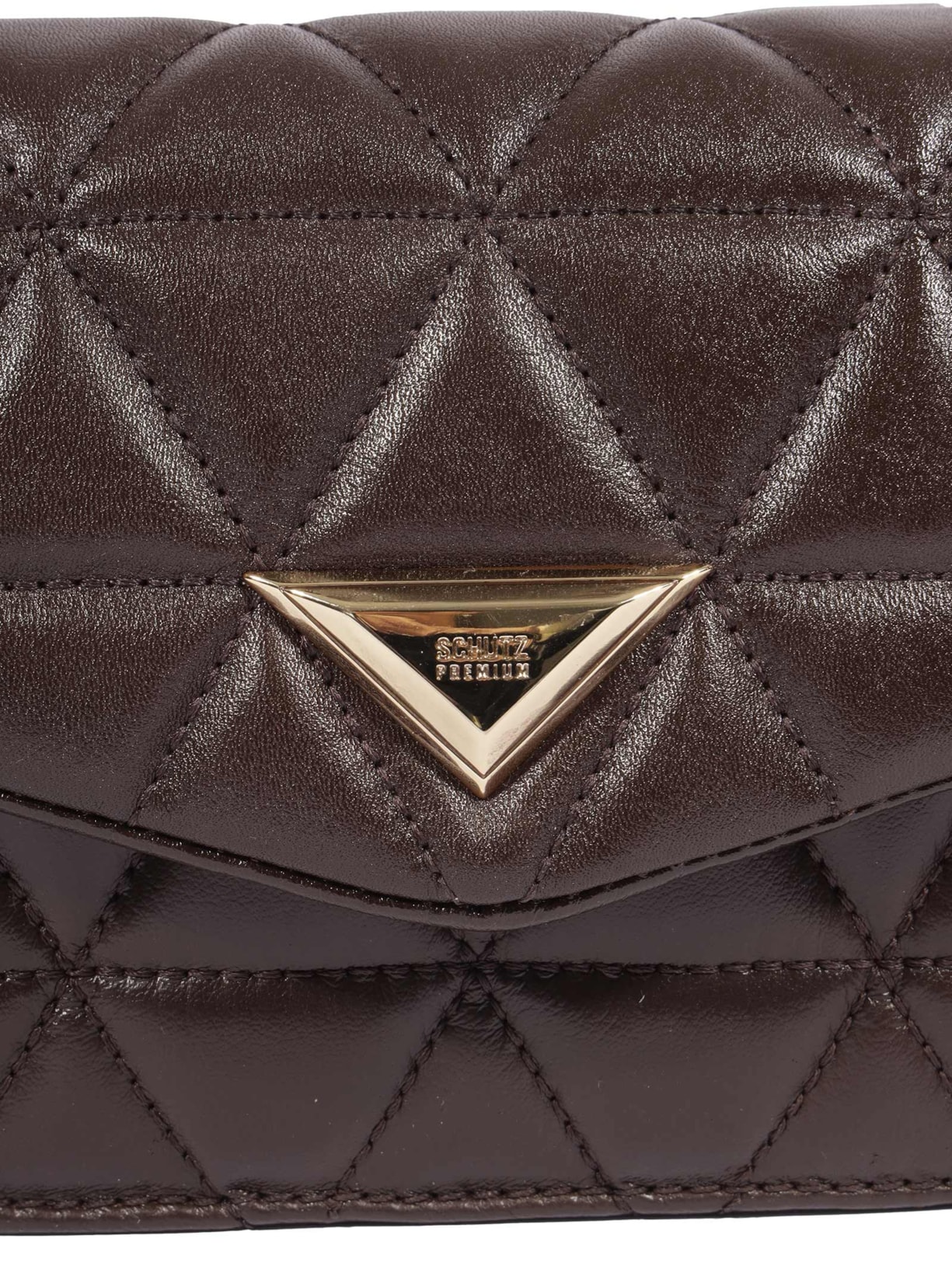 Bolsa Feminina Média Tiracolo 944 Matelassê Couro Marrom Schutz