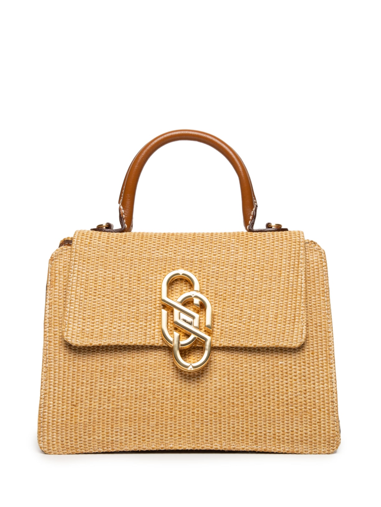 Bolsa Feminina Média Tiracolo Ráfia - Bege