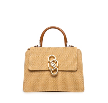 Bolsa Feminina Média Tiracolo Ráfia - Bege