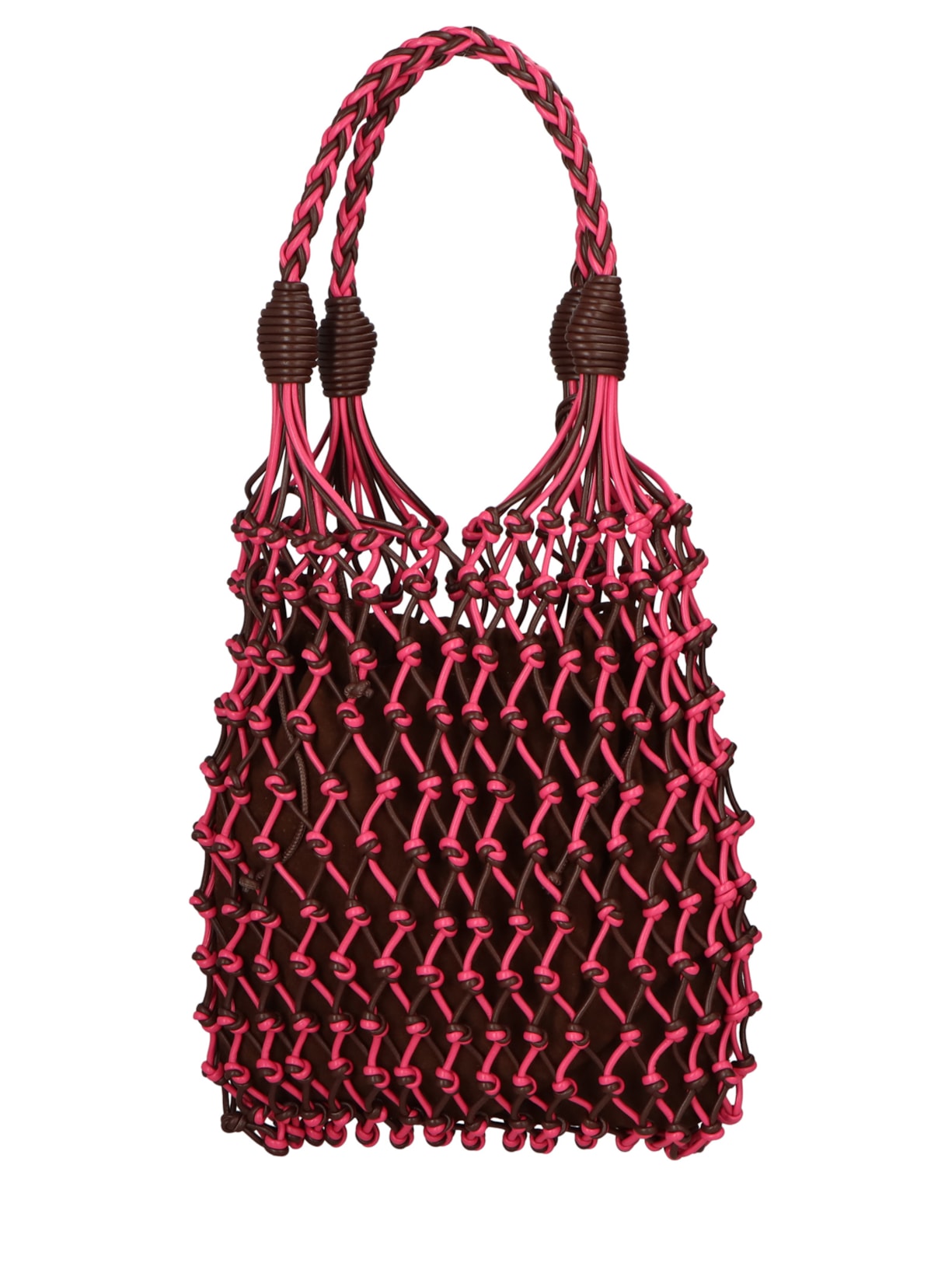 Bolsa Feminina Média Tramada Em Couro Marrom Luiza Barcelos