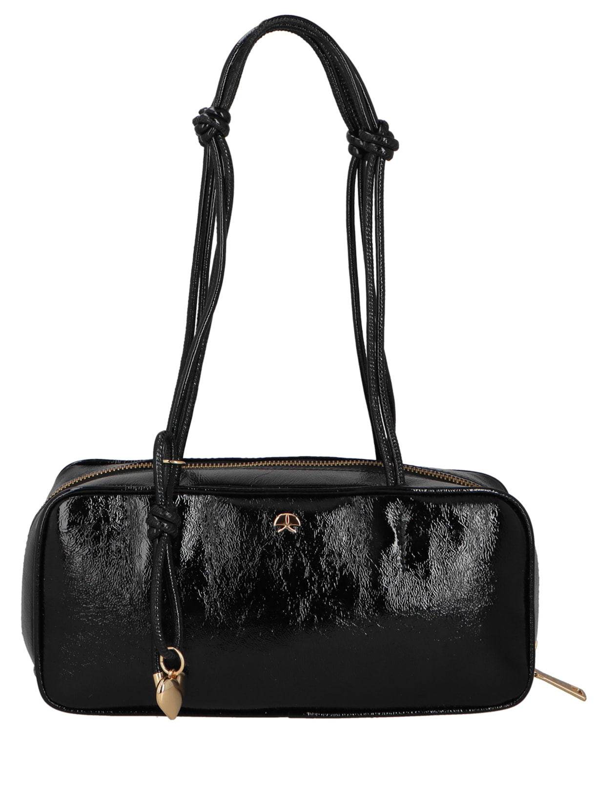 Bolsa Feminina Média Verniz Alças de Nó - Preto