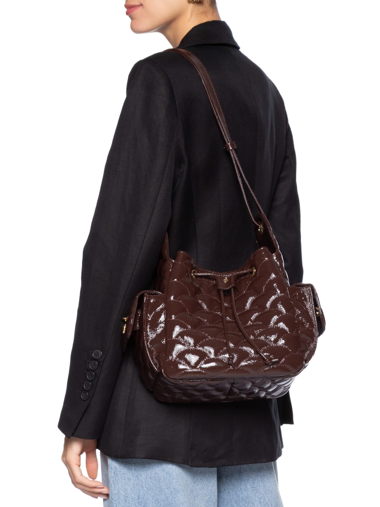 Bolsa Feminina Média Verniz Show Marrom Luiza Barcelos