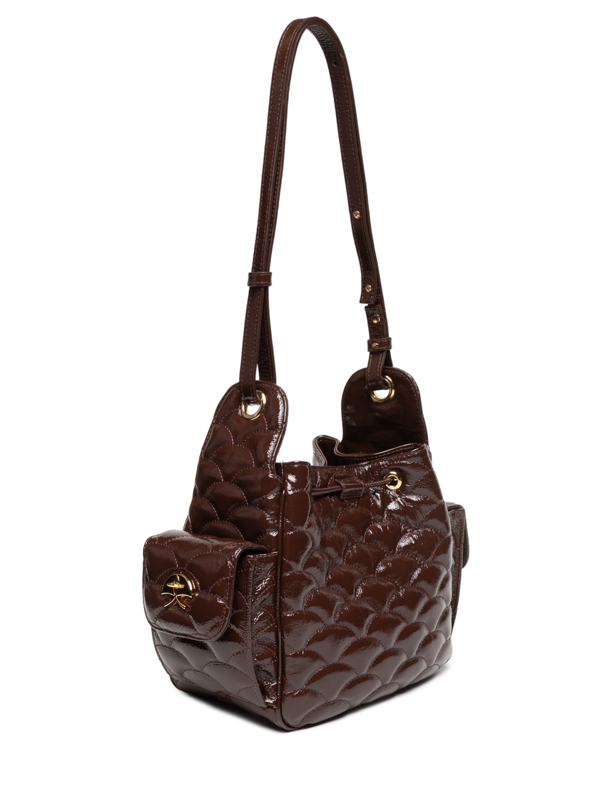 Bolsa Feminina Média Verniz Show Marrom Luiza Barcelos