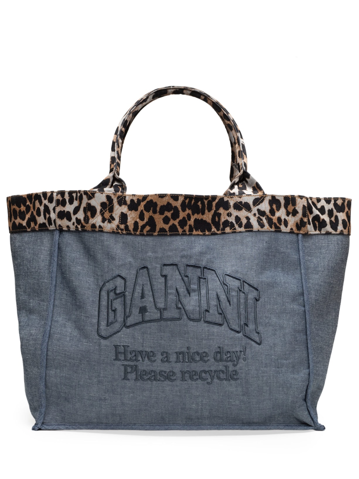 Bolsa Feminina Medium Trapeze Shopper Flock Reversible – Azul Ganni