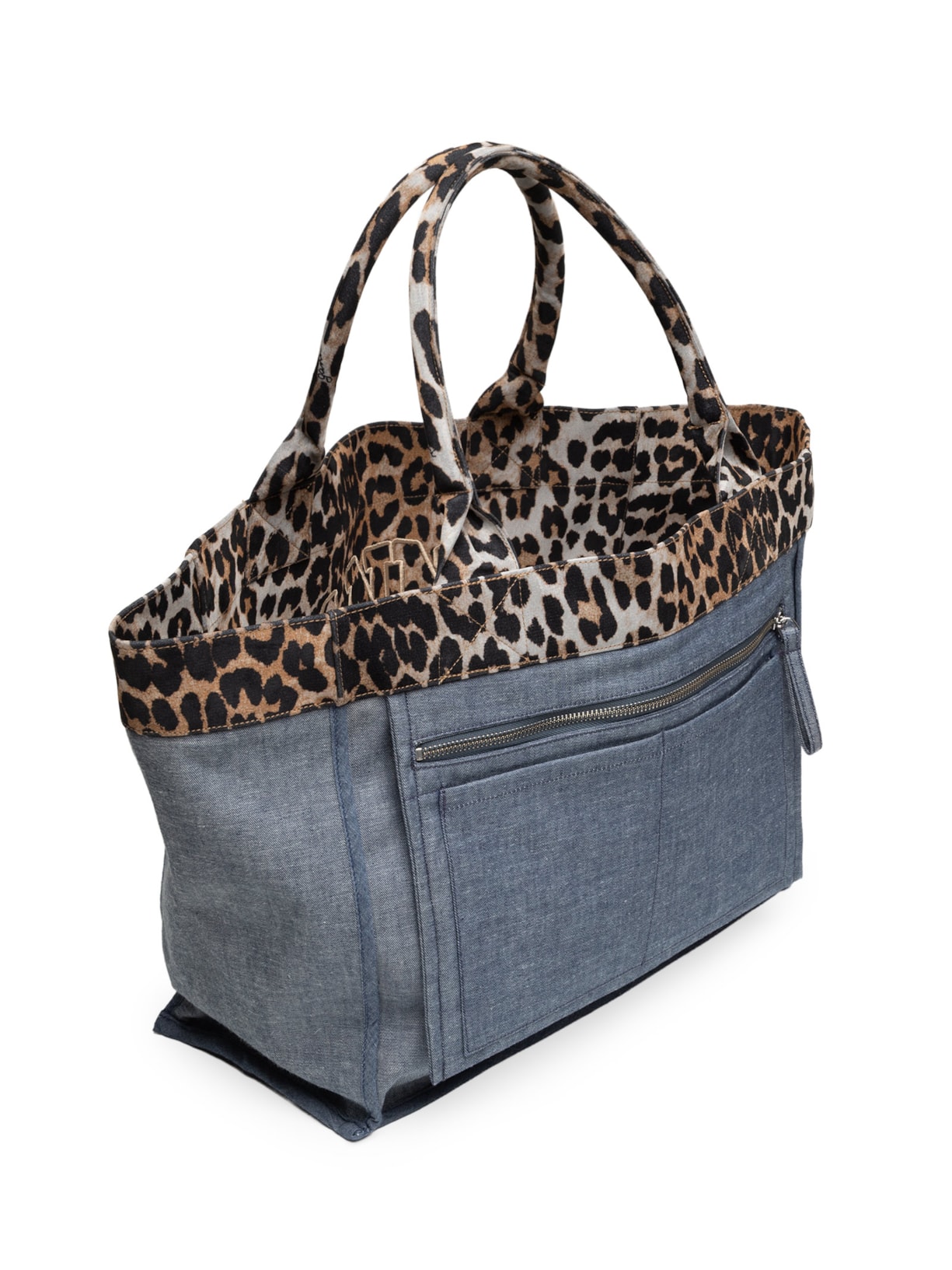 Bolsa Feminina Medium Trapeze Shopper Flock Reversible – Azul Ganni
