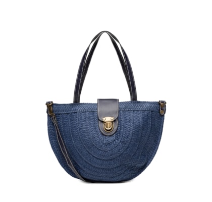 Bolsa Feminina Meia Lua Palha - Azul