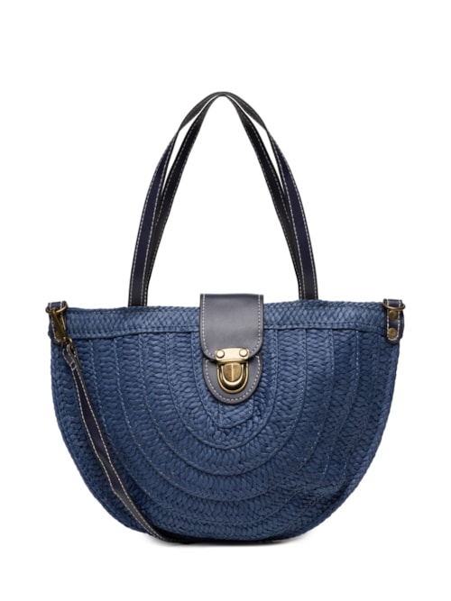 Bolsa Feminina Meia Lua Palha - Azul