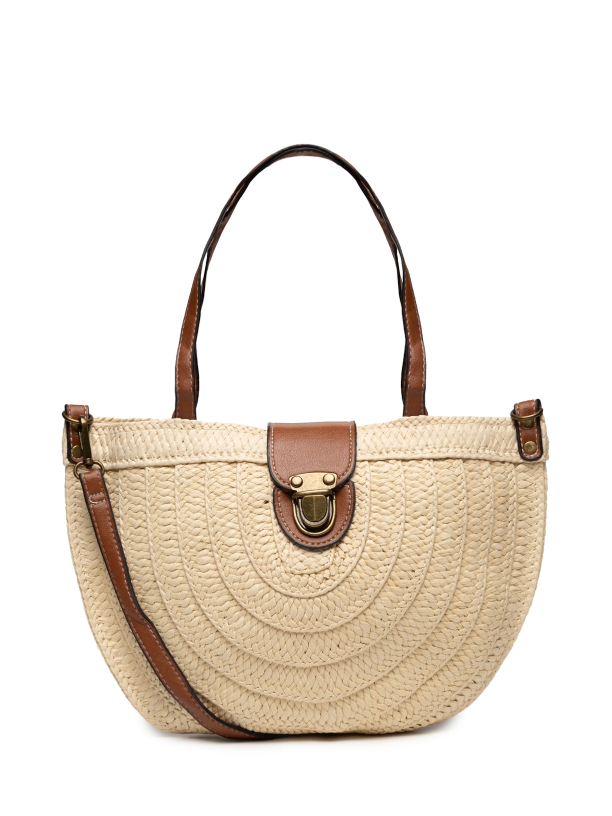 Bolsa Feminina Meia Lua Palha - Off White