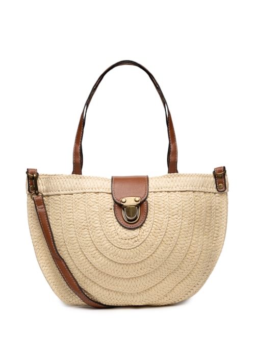 Bolsa Feminina Meia Lua Palha - Off White