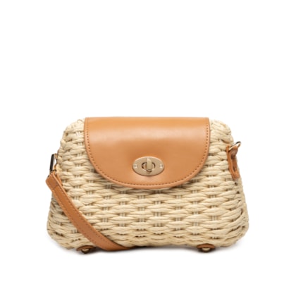 Bolsa Feminina Meia Lua Palha - Off White