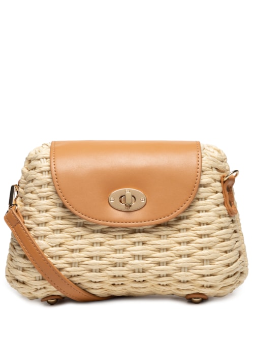 Bolsa Feminina Meia Lua Palha - Off White