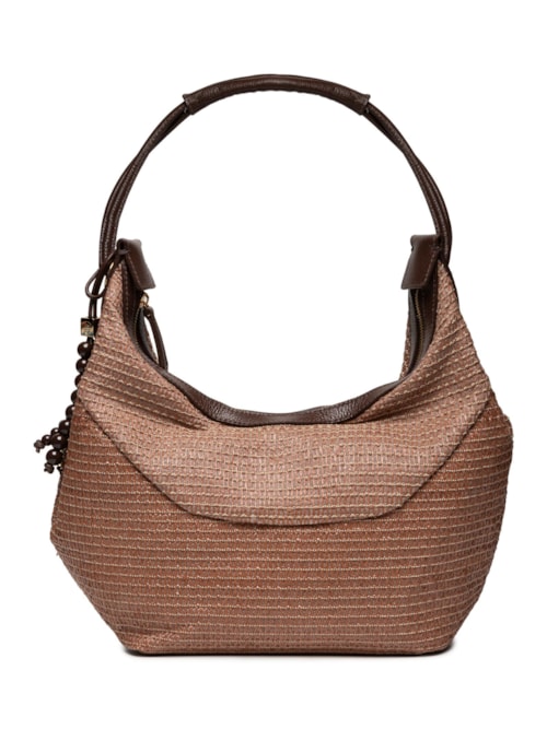Bolsa Feminina Meia Lua Pingentes - Marrom