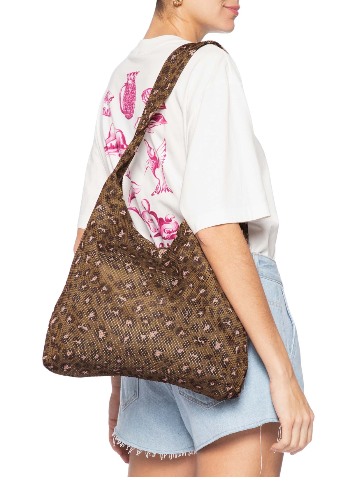 Bolsa Feminina Mesh Onça Bandana Caramelo Animal Print Farm Etc