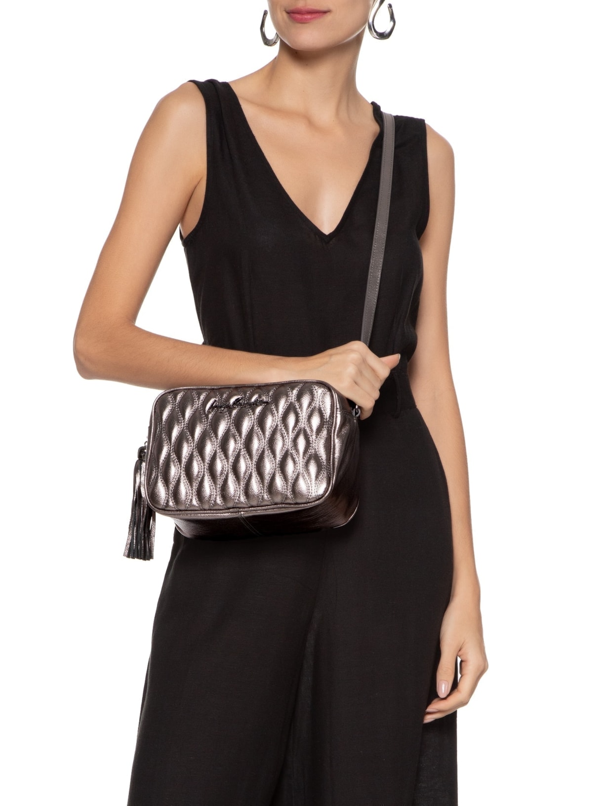 Bolsa Feminina Metal Leather Prata Luiza Barcelos