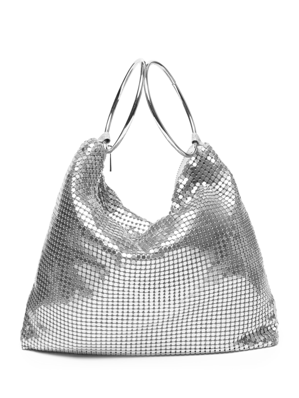 Bolsa Feminina Metalizada Argola - Prata